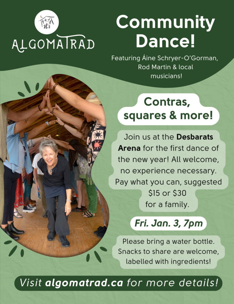 Poster for AlgomaTrad Dance, featuring image of a person coming out from under a dance arch